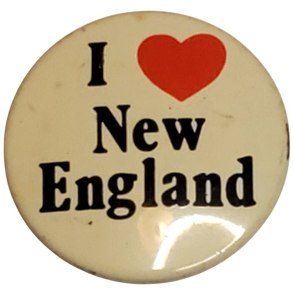 I Love New England Vintage Button Pin 1.25" Vintage